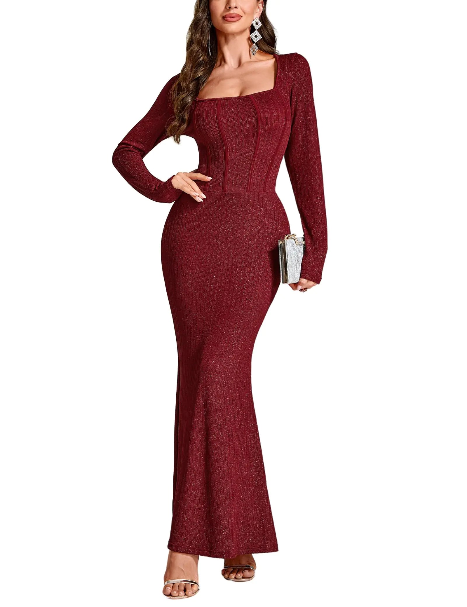 EYWOL Wedding Guest Dresses for Women: Formal Dresses for Women Wedding Guest - Long Wedding Guest Dress - Formal Wedding Guest Dress Wine