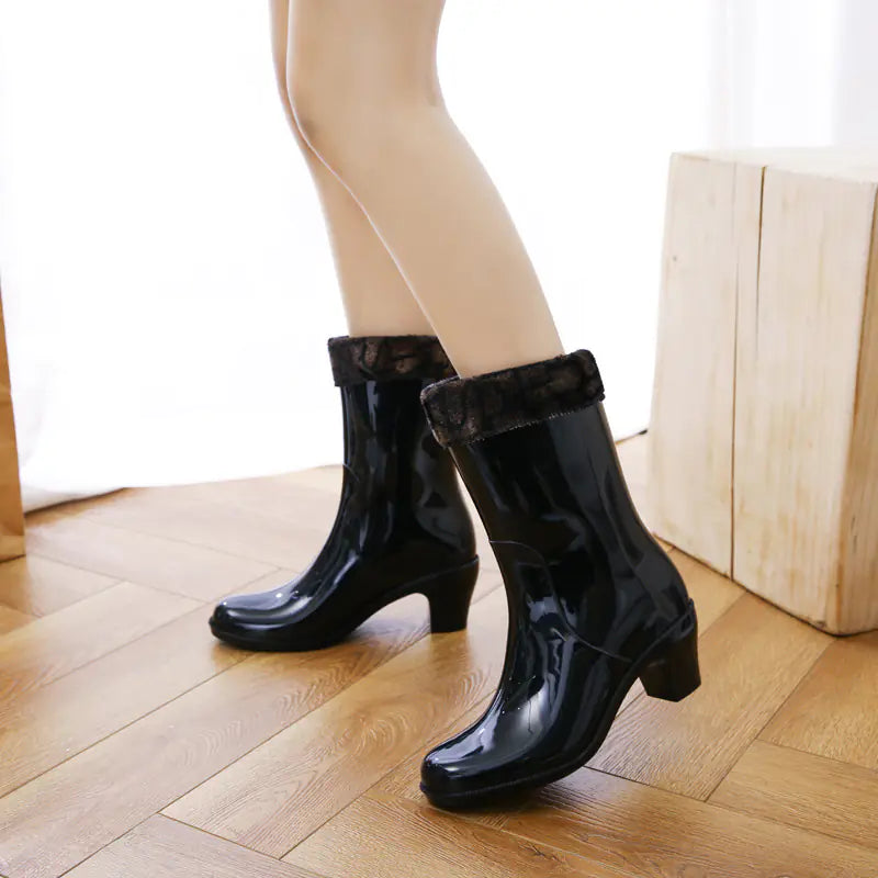 Waterproof High Heel Rain Shoes for Women
