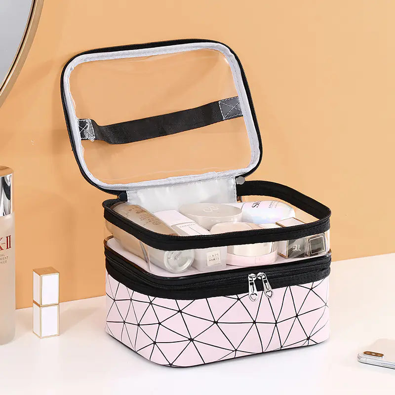 Multifunctional Double Transparent Cosmetic Bag for Travel