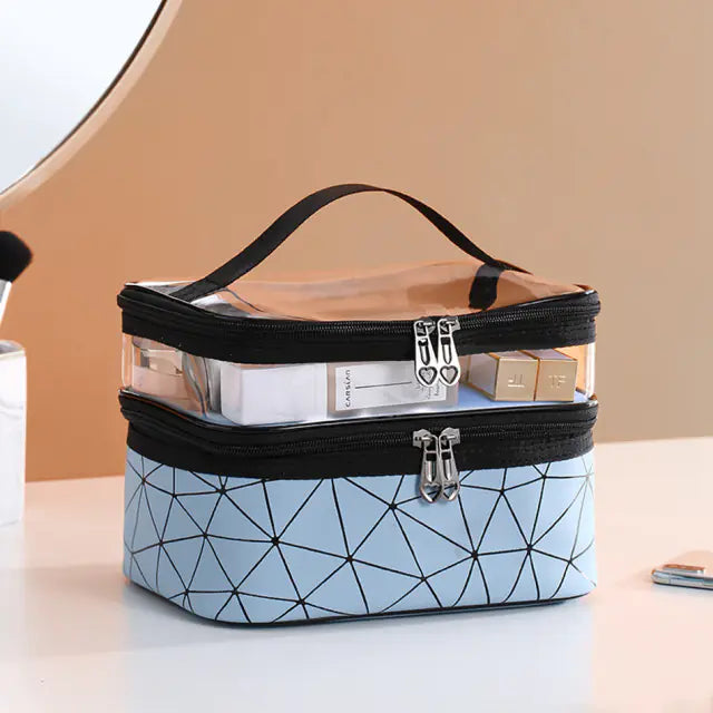 Multifunctional Double Transparent Cosmetic Bag for Travel