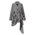 "Asymmetrical Loose Suit Jacket with Plaid Bow for Women"