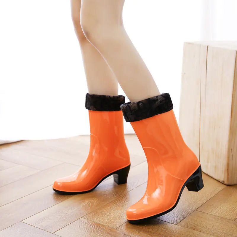 Waterproof High Heel Rain Shoes for Women