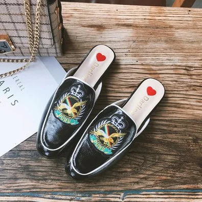 Embroidered Mule Shoes for Stylish Comfort