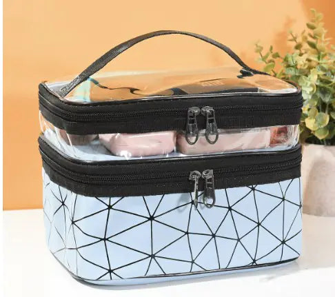 Multifunctional Double Transparent Cosmetic Bag for Travel