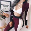 Color Block Casual Sportswear Set for Fall/Winter