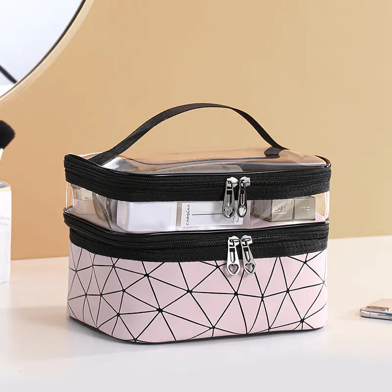 Multifunctional Double Transparent Cosmetic Bag for Travel